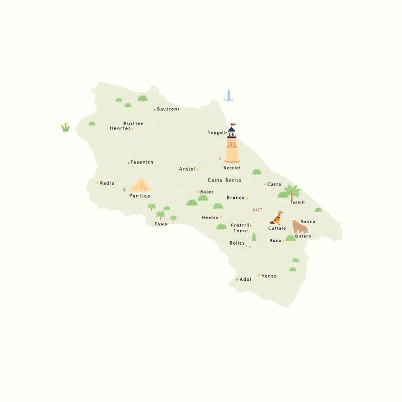 Mapa ilustrado de Costa Rica con tonos piedra y menta